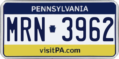 PA license plate MRN3962