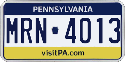 PA license plate MRN4013