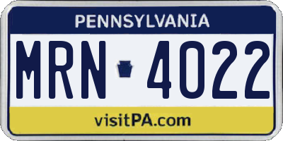 PA license plate MRN4022