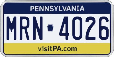 PA license plate MRN4026
