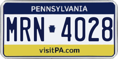 PA license plate MRN4028