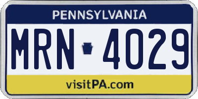 PA license plate MRN4029