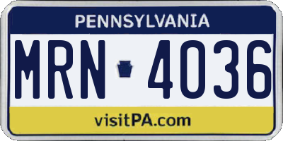 PA license plate MRN4036