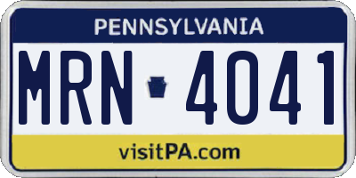 PA license plate MRN4041