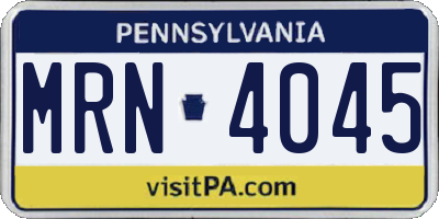 PA license plate MRN4045