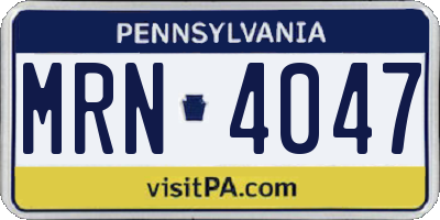 PA license plate MRN4047