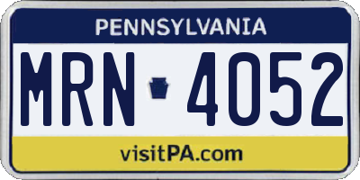 PA license plate MRN4052