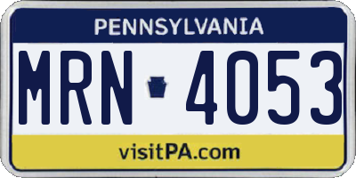 PA license plate MRN4053