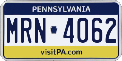 PA license plate MRN4062