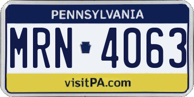 PA license plate MRN4063