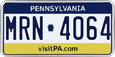 PA license plate MRN4064