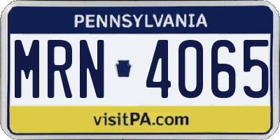 PA license plate MRN4065