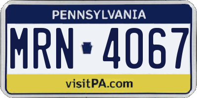 PA license plate MRN4067