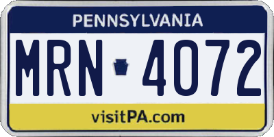 PA license plate MRN4072