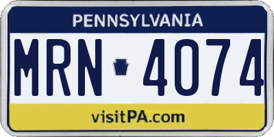 PA license plate MRN4074