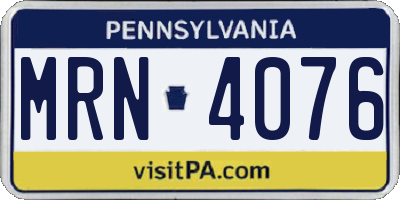 PA license plate MRN4076