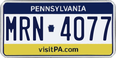 PA license plate MRN4077