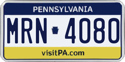 PA license plate MRN4080