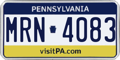 PA license plate MRN4083