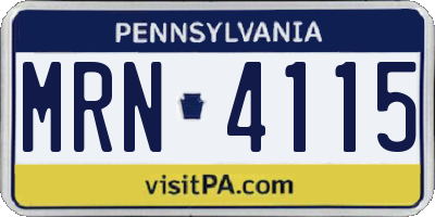 PA license plate MRN4115