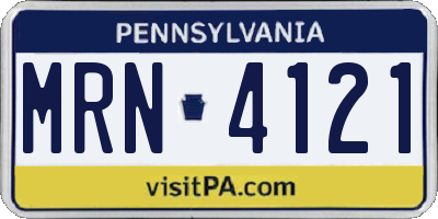 PA license plate MRN4121