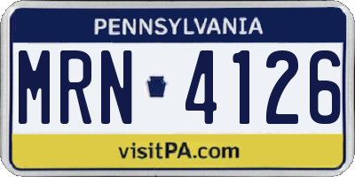 PA license plate MRN4126