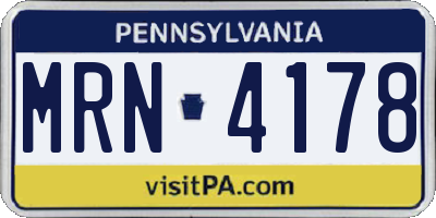 PA license plate MRN4178