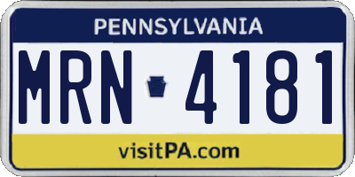 PA license plate MRN4181