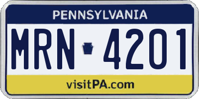 PA license plate MRN4201