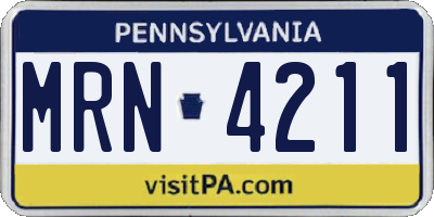 PA license plate MRN4211