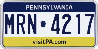 PA license plate MRN4217