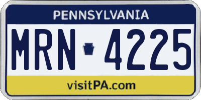 PA license plate MRN4225