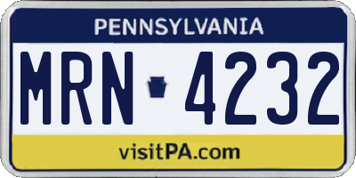 PA license plate MRN4232