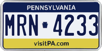 PA license plate MRN4233