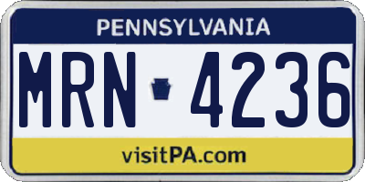 PA license plate MRN4236