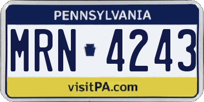 PA license plate MRN4243