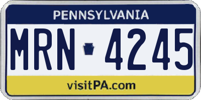 PA license plate MRN4245