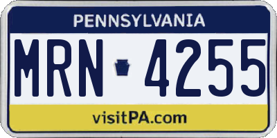 PA license plate MRN4255