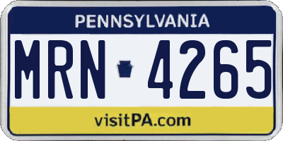 PA license plate MRN4265