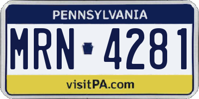 PA license plate MRN4281