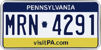 PA license plate MRN4291