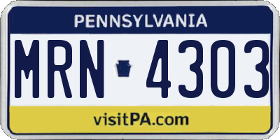 PA license plate MRN4303