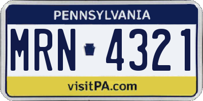 PA license plate MRN4321