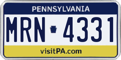 PA license plate MRN4331