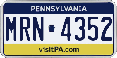 PA license plate MRN4352