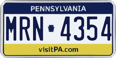 PA license plate MRN4354