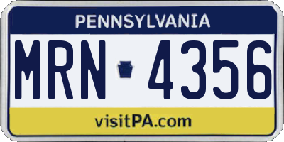 PA license plate MRN4356
