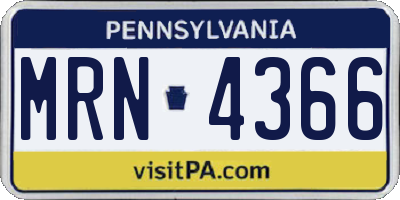 PA license plate MRN4366