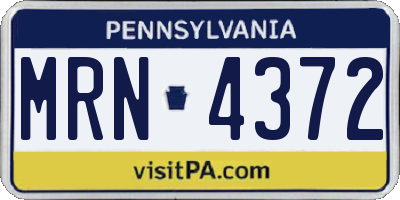 PA license plate MRN4372