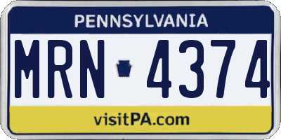 PA license plate MRN4374